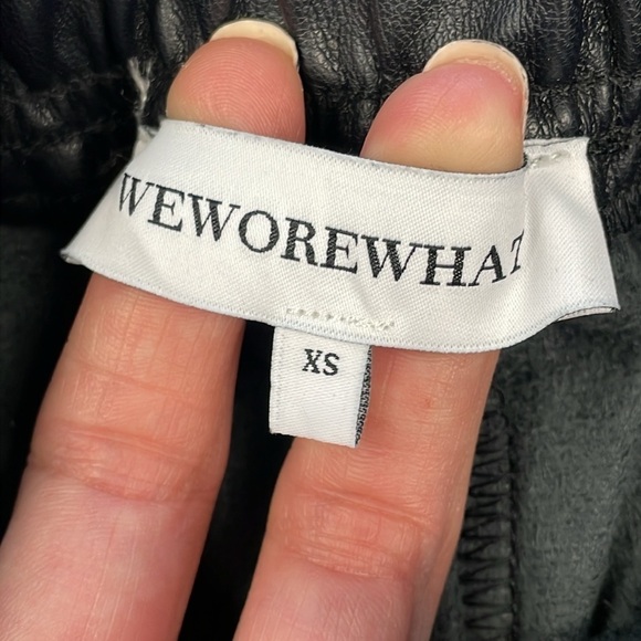 New WeWoreWhat Vegan Leather Jogger Pants Pull On Black Sz XS - Picture 8 of 13